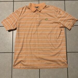 Masters Collection Mens XL Orange Striped Short Sleeve Polo Shirt Golf Cotton